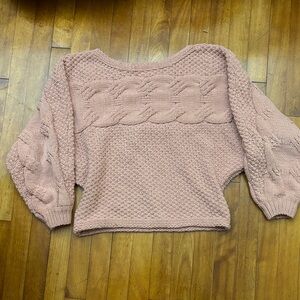 Soft Pink Cable Knit Women's Sweater